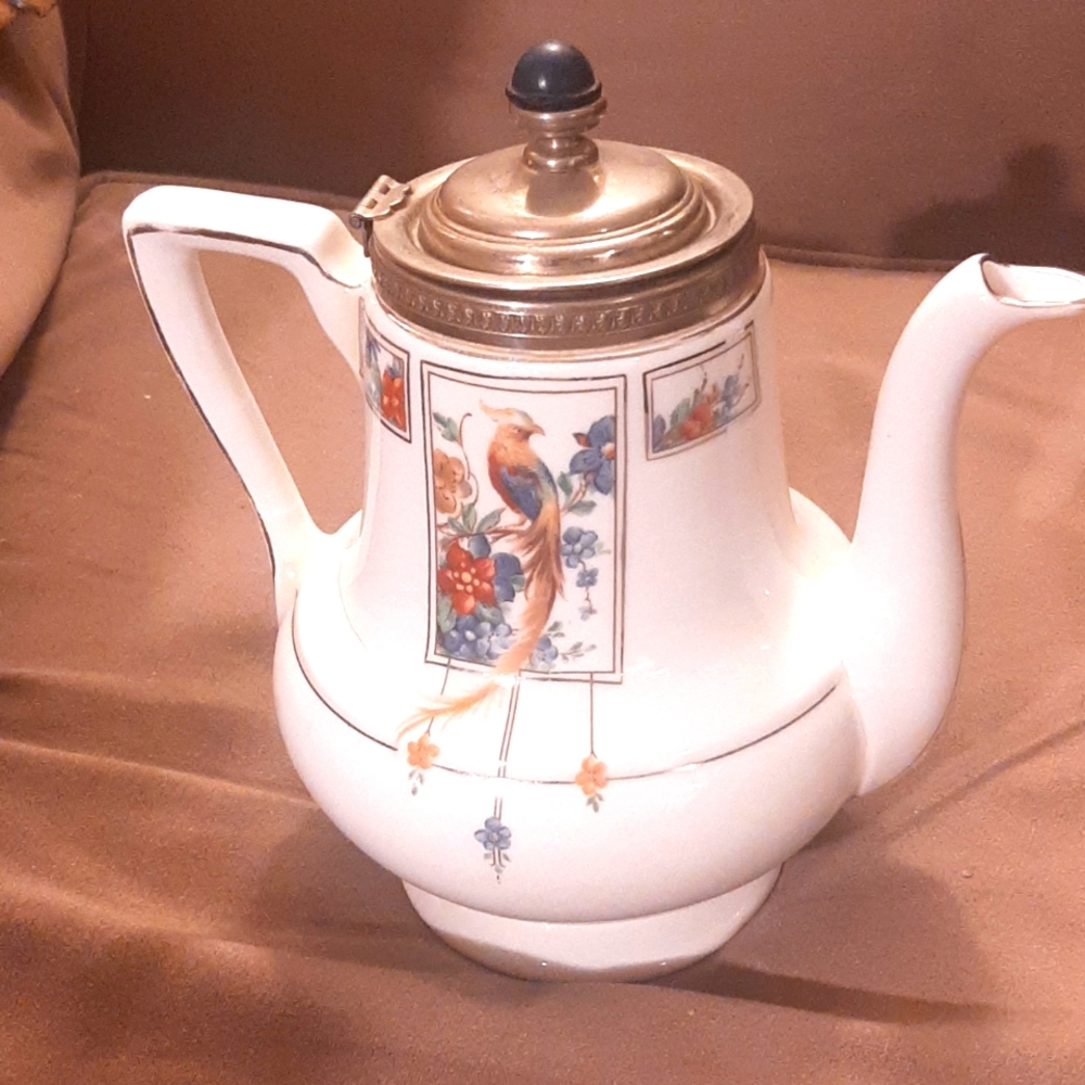 Antique Golden Pheasant unique Teapot